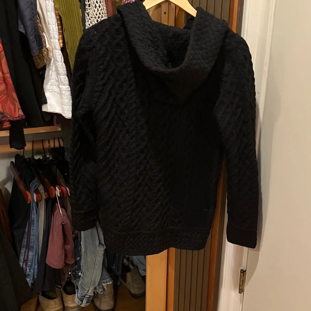 Aran Crafts Black Merino Wool Sweater - Picture 4 of 6